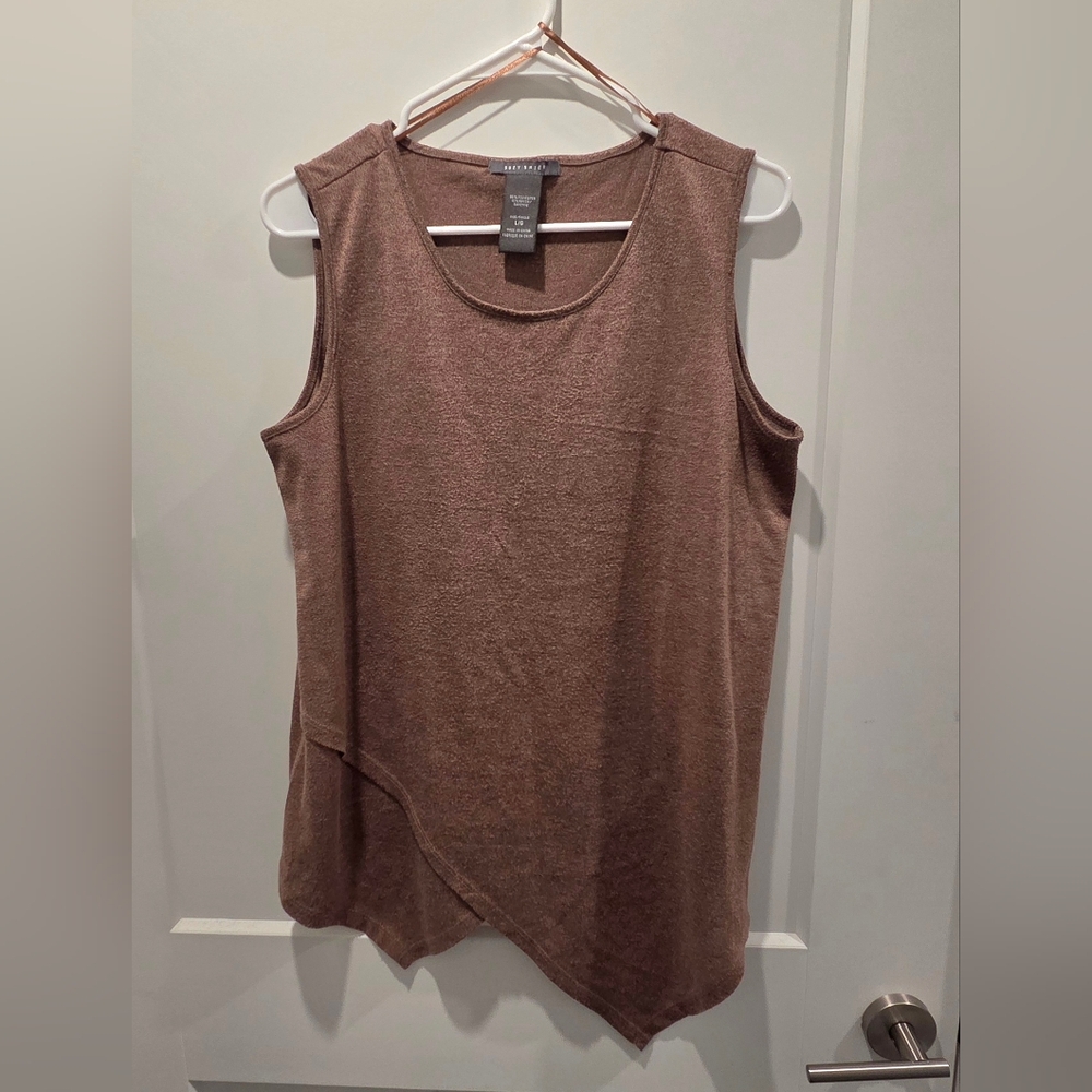 Suzy Shier Asymmetrical Brown Tank Top